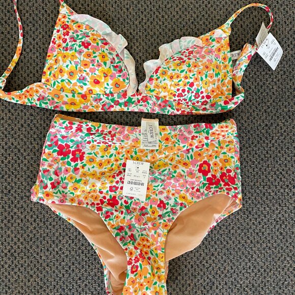 NWT J Crew High Waisted Bikini Set (bottoms S, top‎ XS) - Picture 1 of 4